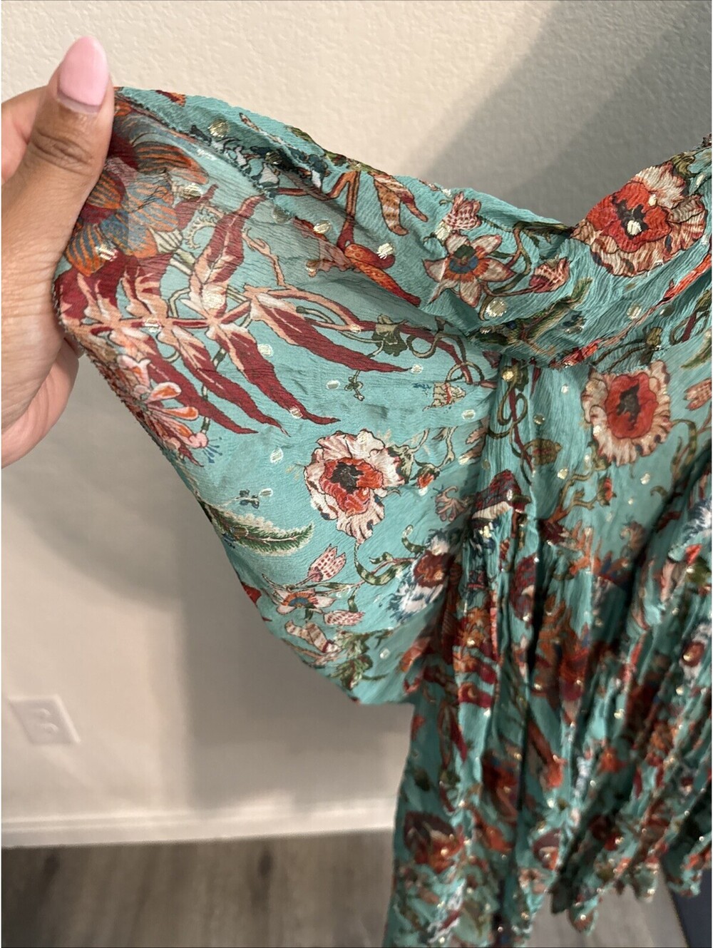 $1200 ULLA JOHNSON Colette Tiered Spaghetti Strap Maxi Dress Gown - SZ 2 (FLAW) - Picture 5 of 15